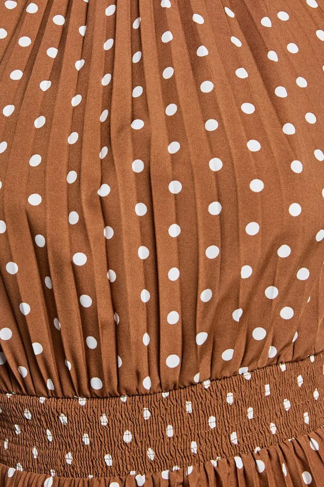 Jacynthia Midi Dress 8211 Pleated High Neck Dress In ChocolateWhite Women Showpo Dresses