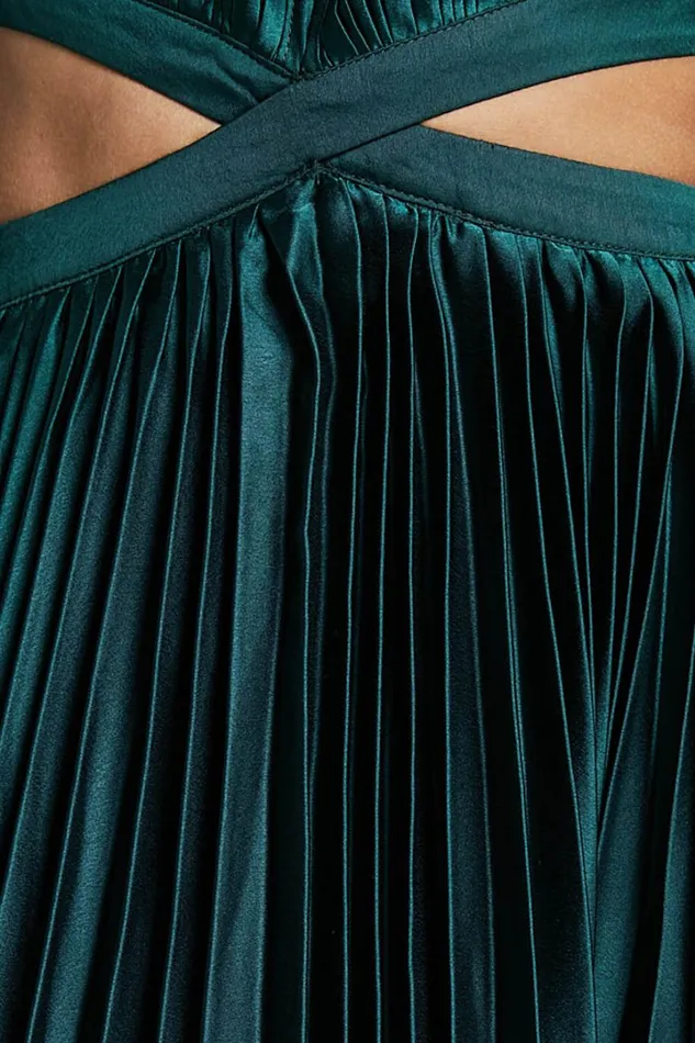 Jade Midi Dress 8211 Side Cut Out Pleated Balloon Sleeve Dress In Emerald Green Women Showpo Dresses