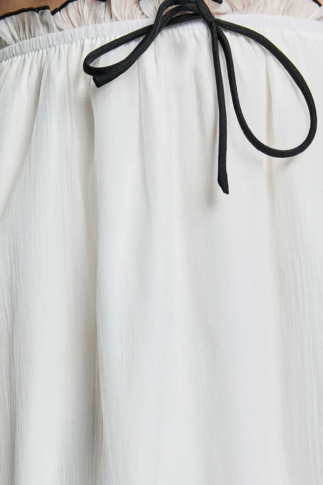 Jaden Maxi Skirt 8211 Gathered Contrast Tie Detail Skirt In Cream Women Showpo Skirts