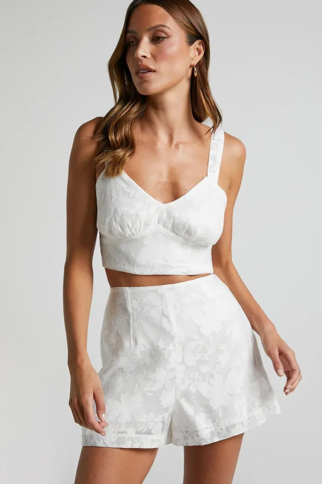 Jammae Two Piece Set 8211 Bustier Crop Top And Shorts Set In White Women Showpo Curve Clothes Jammae Two Piece Set 8211 Bustier Crop Top And Shorts Set In White Women Showpo Curve Clothes