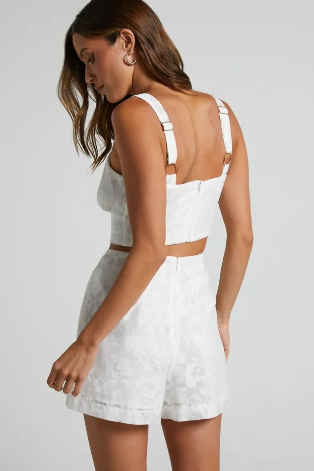 Jammae Two Piece Set 8211 Bustier Crop Top And Shorts Set In White Women Showpo Curve Clothes Jammae Two Piece Set 8211 Bustier Crop Top And Shorts Set In White Women Showpo Curve Clothes