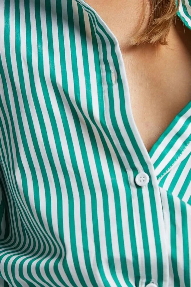 Jaycey Shirt 8211 Long Sleeve Pocket Detail Shirt In Green Stripe Women Showpo Modest Clothing