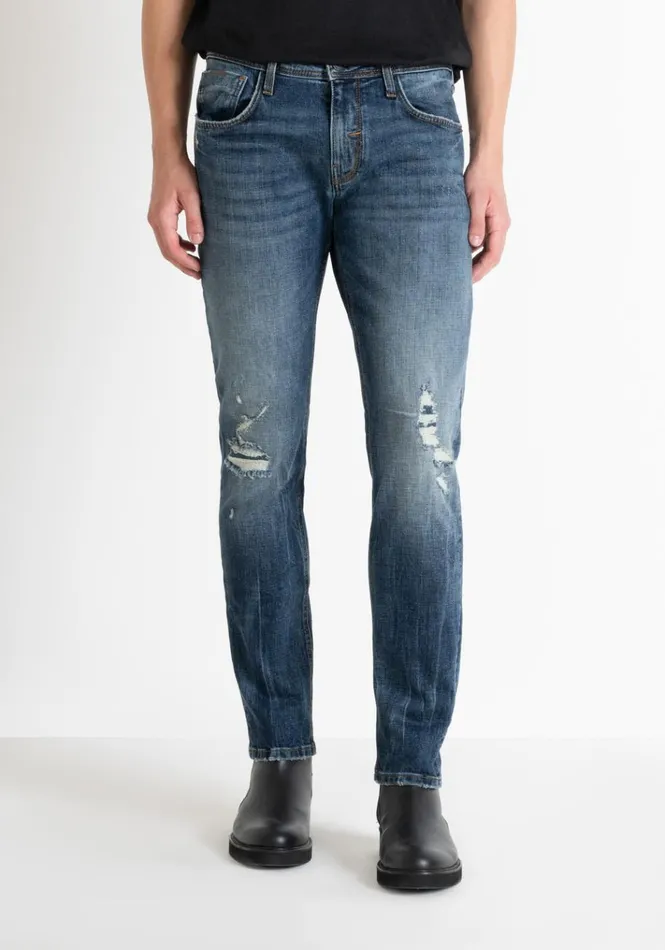 Jeans Men Antony Morato Tapered Fit 034Kurt034 Jeans In Light Colour Denim With Rips Light Blue Jeans Men Antony Morato Tapered Fit 034Kurt034 Jeans In Light Colour Denim With Rips Light Blue