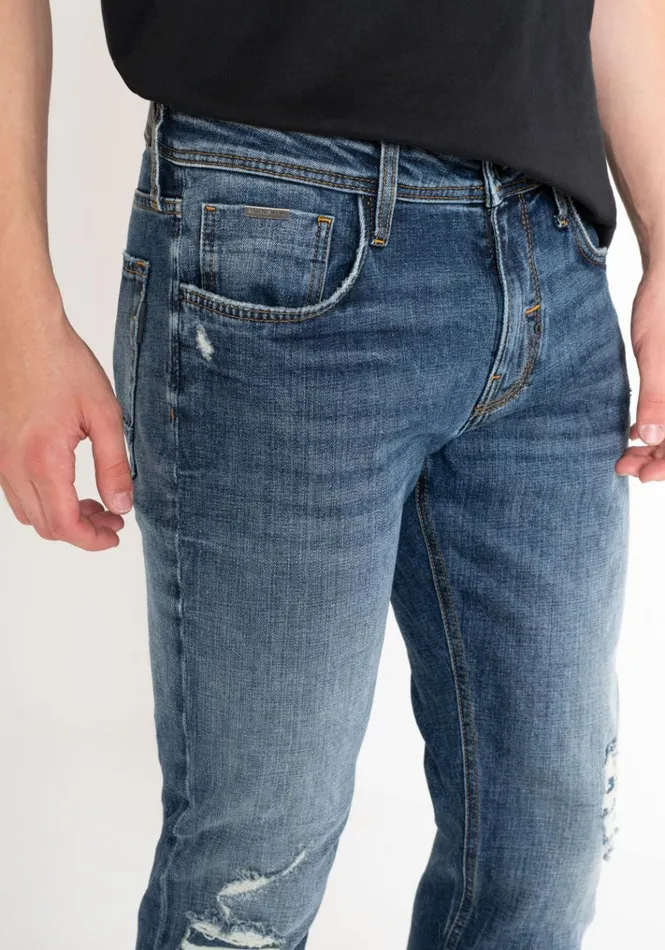 Jeans Men Antony Morato Tapered Fit 034Kurt034 Jeans In Light Colour Denim With Rips Light Blue