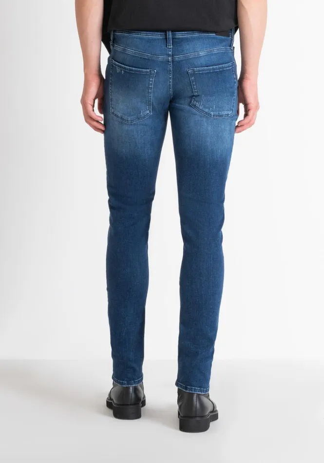 Jeans Men Antony Morato Tapered Fit 034Ozzy034 Jeans In Blue Elastic Denim With Rips Light Blue