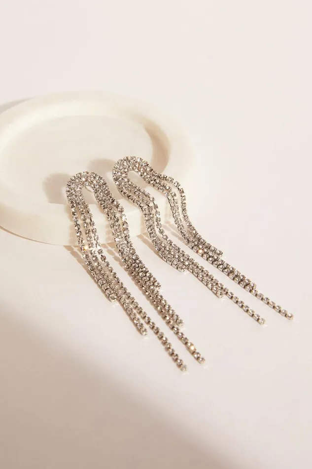 Jerrianne Diamante Waterfall Drop Earrings In Silver Women Showpo Earrings