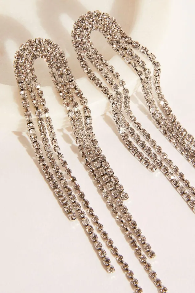 Jerrianne Diamante Waterfall Drop Earrings In Silver Women Showpo Earrings