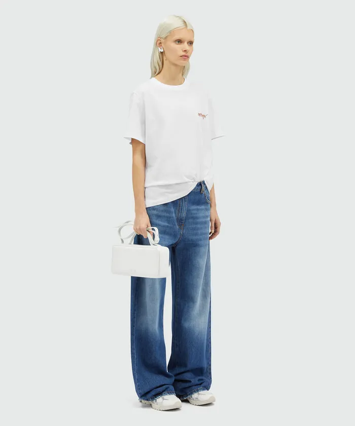 Jersey TShirt With Embroidered Cursive Logo Women MSGM Tshirts