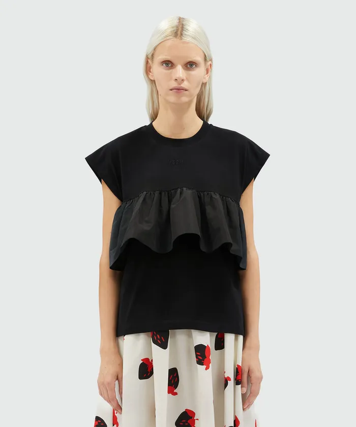 Jersey TShirt With Ruffles Women MSGM Tshirts