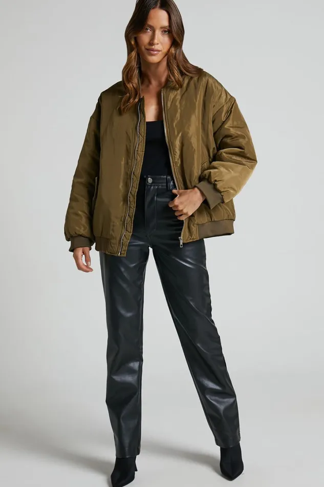 Jescinta Jacket 8211 Oversized Bomber Jacket In Olive Women Showpo Jackets and Coats