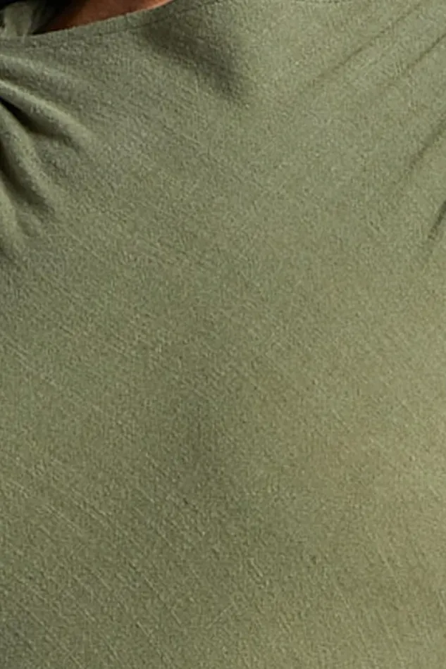 Jessenia Maxi Dress 8211 Linen Look High Neck Dress In Olive Women Showpo Dresses