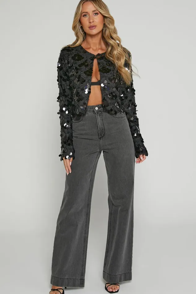 Joanna Jacket 8211 Sequin Jacket In Black Women Showpo Jackets and Coats