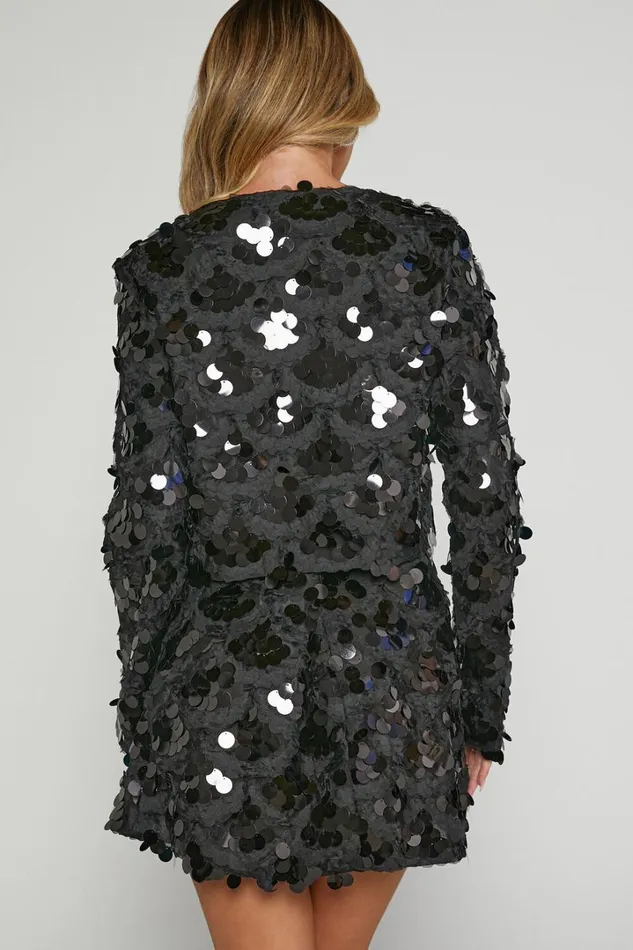 Joanna Jacket 8211 Sequin Jacket In Black Women Showpo Jackets and Coats