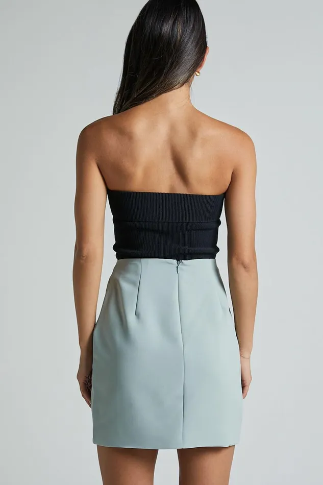 Kathia Mini Skirt 8211 Asymmetric Button Detail Skirt In Sage Women Showpo Skirts