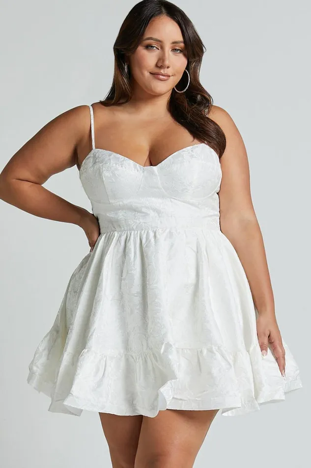 Kena Mini Dress 8211 Jacquard Bustier Dress In White Women Showpo Curve Clothes