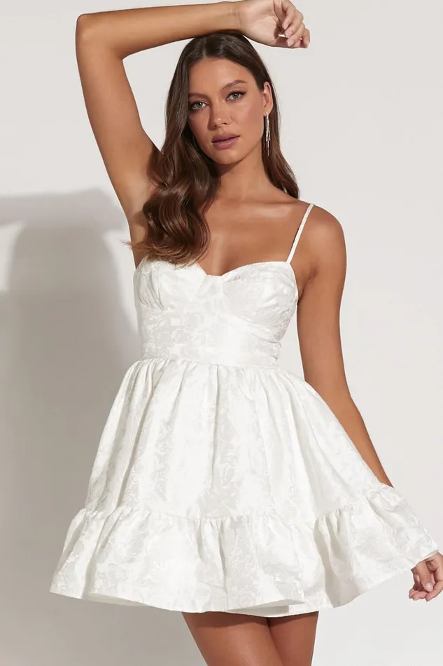 Kena Mini Dress 8211 Jacquard Bustier Dress In White Women Showpo Curve Clothes