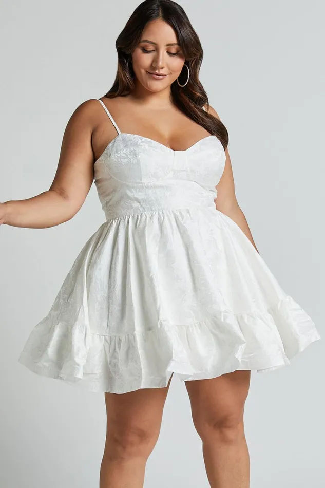 Kena Mini Dress 8211 Jacquard Bustier Dress In White Women Showpo Curve Clothes