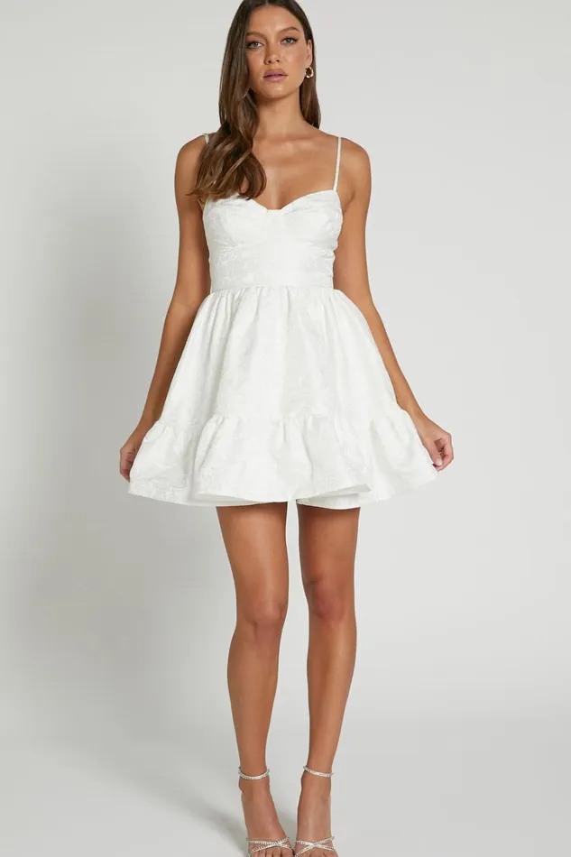 Kena Mini Dress 8211 Jacquard Bustier Dress In White Women Showpo Curve Clothes