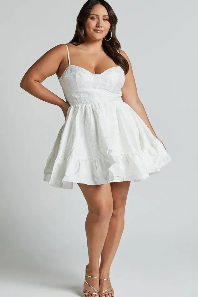 Kena Mini Dress 8211 Jacquard Bustier Dress In White Women Showpo Curve Clothes