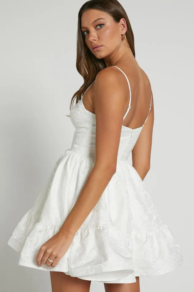 Kena Mini Dress 8211 Jacquard Bustier Dress In White Women Showpo Curve Clothes