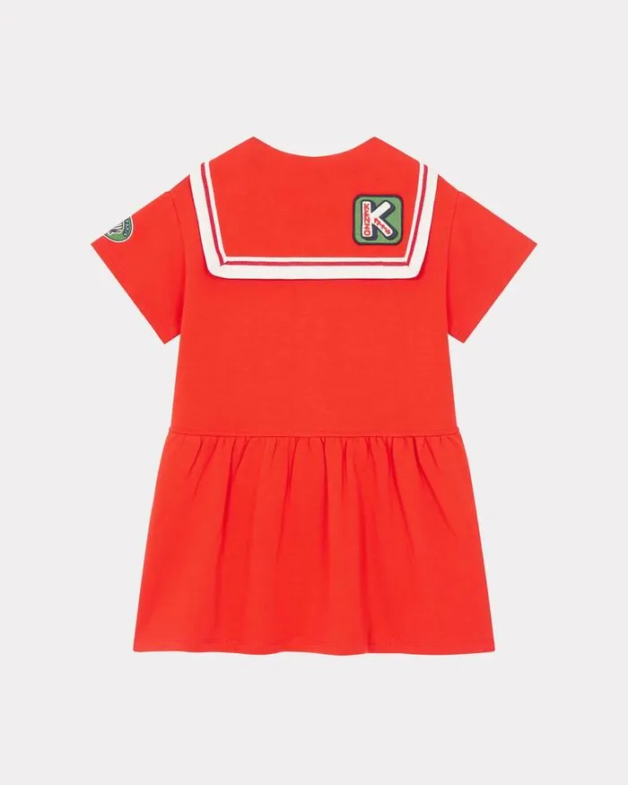 Kenzo Dresses And Skirts Kids 039Sailor039 Embroidered Shortsleeved Dress Vermillion