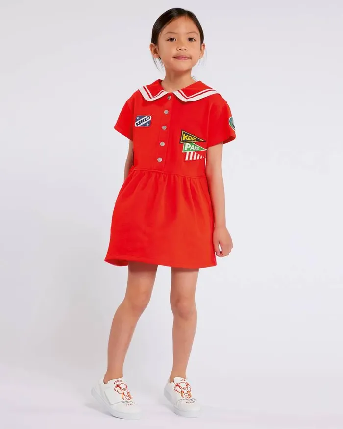 Kenzo Dresses And Skirts Kids 039Sailor039 Embroidered Shortsleeved Dress Vermillion