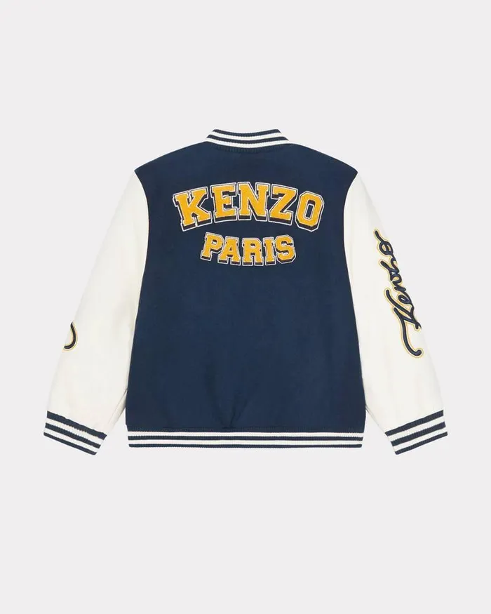 Kenzo Jackets And Coats Kids 039Campus039 Embroidered Bomber Jacket Made In Two Materials Navy Blue
