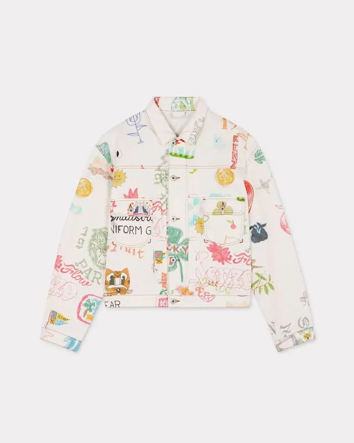 Kenzo Jackets And Coats Men Drawn Varsity039 Trucker Jacket Multicolor