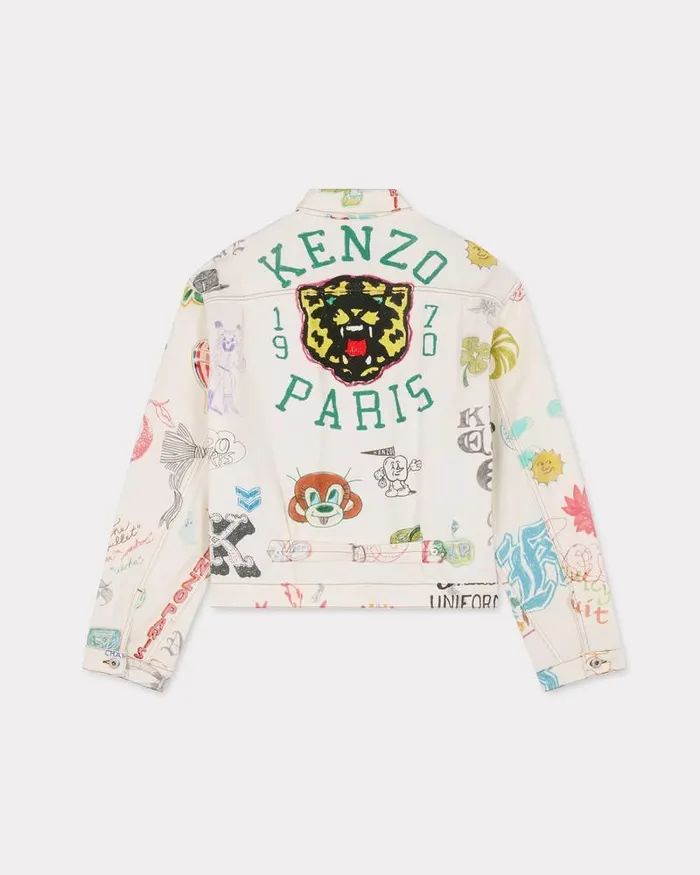 Kenzo Jackets And Coats Men Drawn Varsity039 Trucker Jacket Multicolor