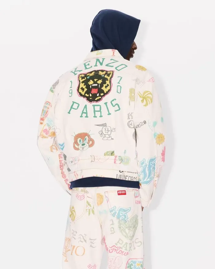 Kenzo Jackets And Coats Men Drawn Varsity039 Trucker Jacket Multicolor