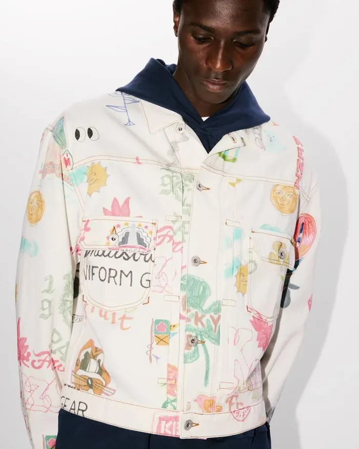 Kenzo Jackets And Coats Men Drawn Varsity039 Trucker Jacket Multicolor