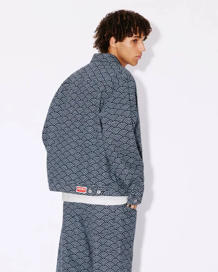 Kenzo Jackets And Coats Men Seigaiha039 Denim Jacket Rinse Blue Denim