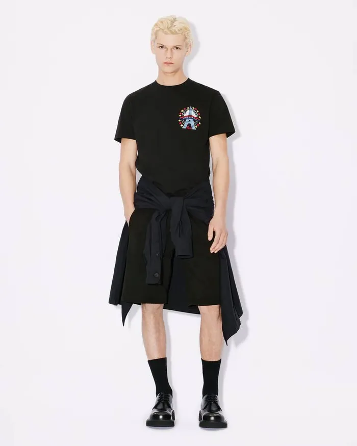 Kenzo Pants And Shorts Men 039Boke Flower039 Embroidered Shorts Black