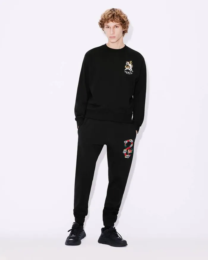 Kenzo Pants And Shorts Men 039Year Of The Dragon039 Classic Embroidered Jogging Trousers Black