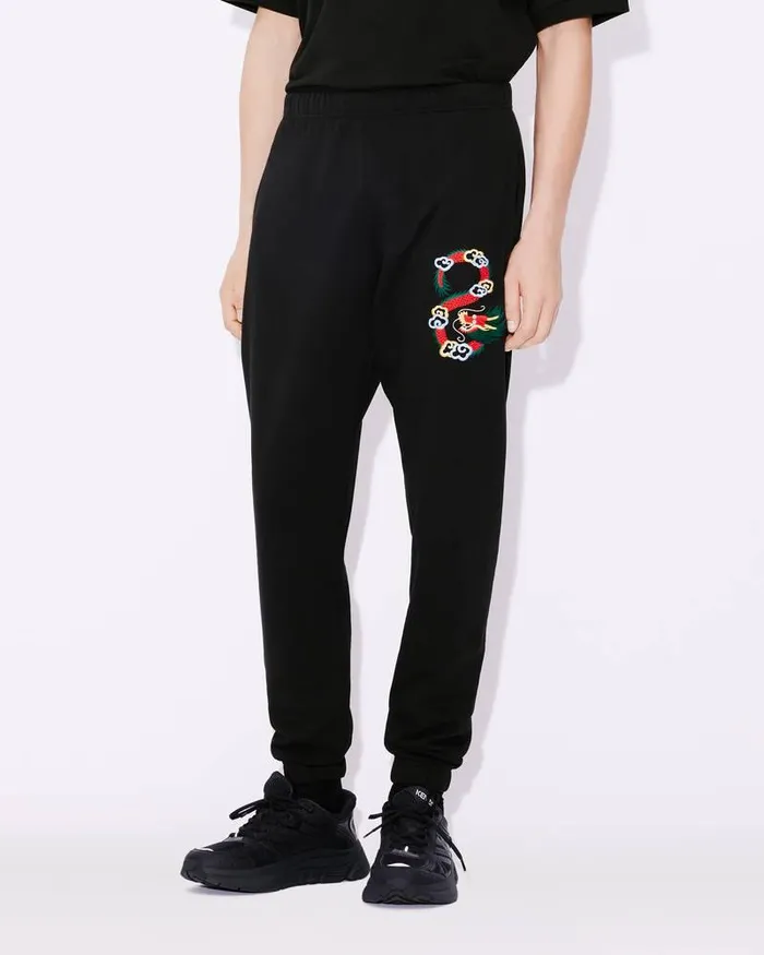 Kenzo Pants And Shorts Men 039Year Of The Dragon039 Classic Embroidered Jogging Trousers Black