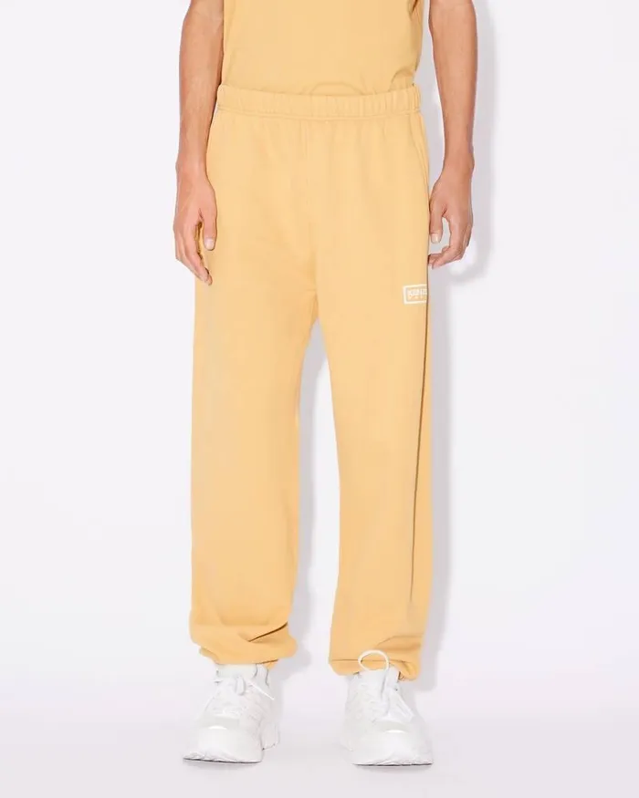 Kenzo Pants And Shorts Men Bicolor Paris039 Embroidered Jogging Bottoms Camel