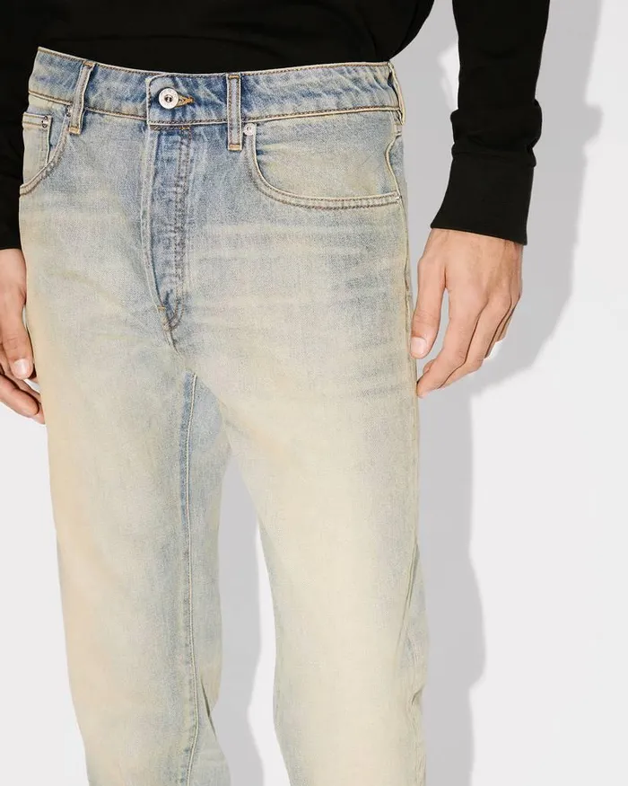 Kenzo Pants And Shorts Men Drawn Varsity039 Slimfit Bara Jeans Stone Bl Dirty Blue Denim