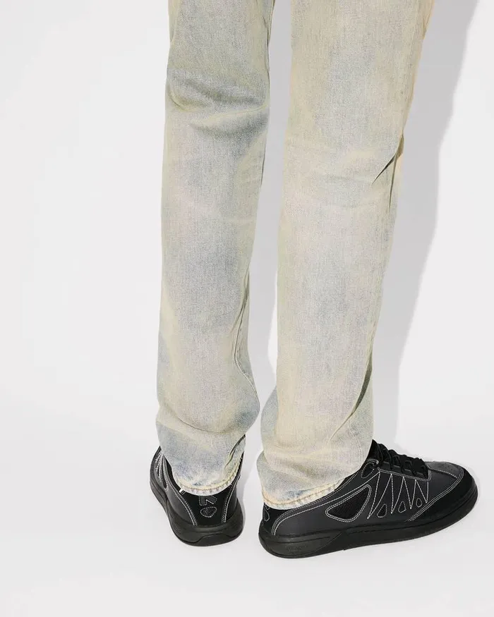 Kenzo Pants And Shorts Men Drawn Varsity039 Slimfit Bara Jeans Stone Bl Dirty Blue Denim