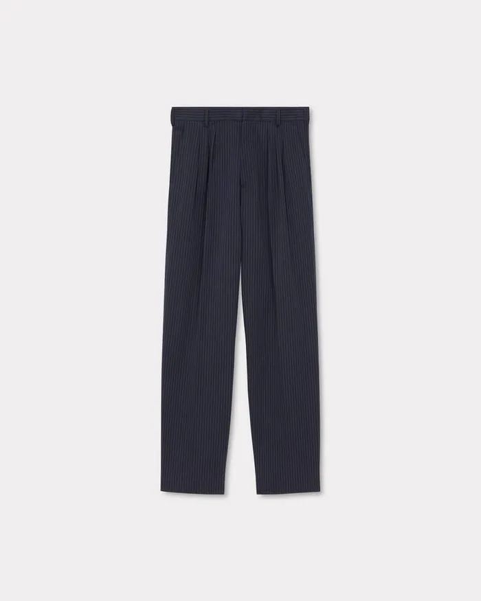 Kenzo Pants And Shorts Men Pleated Suit Trousers Midnight Blue