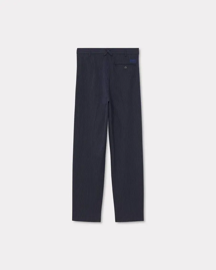 Kenzo Pants And Shorts Men Pleated Suit Trousers Midnight Blue