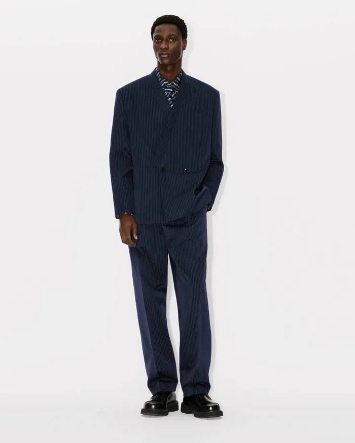 Kenzo Pants And Shorts Men Pleated Suit Trousers Midnight Blue