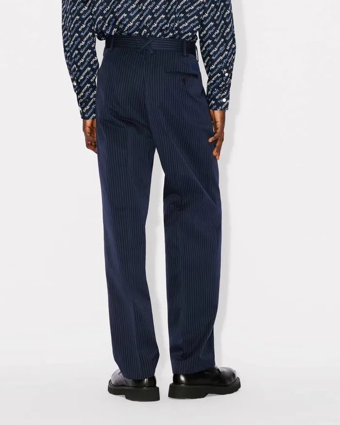 Kenzo Pants And Shorts Men Pleated Suit Trousers Midnight Blue