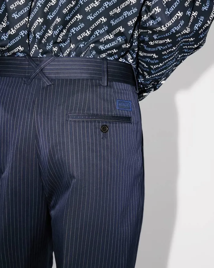 Kenzo Pants And Shorts Men Pleated Suit Trousers Midnight Blue