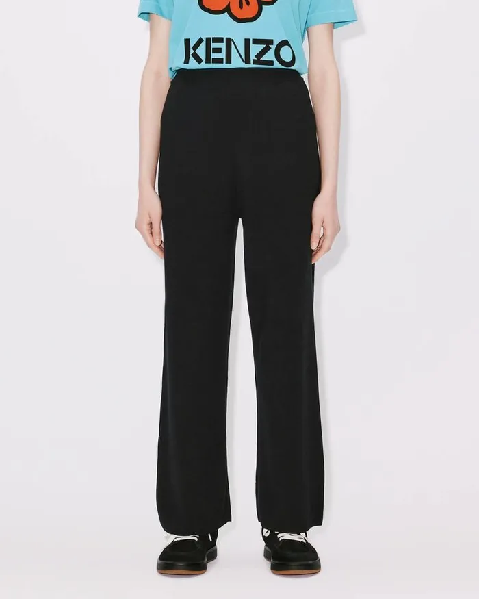 Kenzo Pants And Shorts Women 039Boke Flower039 Merino Wool Trousers Black