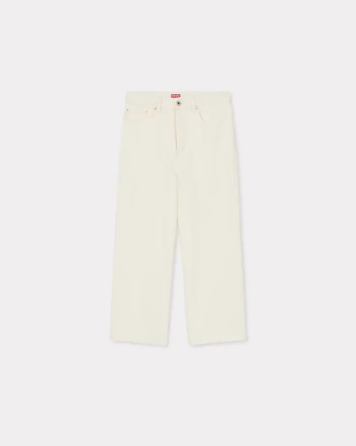 Kenzo Pants And Shorts Women Cropped Fit Jeans SUMIRE Stone Bleached White Denim