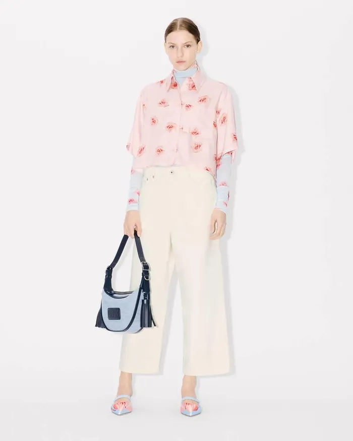 Kenzo Pants And Shorts Women Cropped Fit Jeans SUMIRE Stone Bleached White Denim