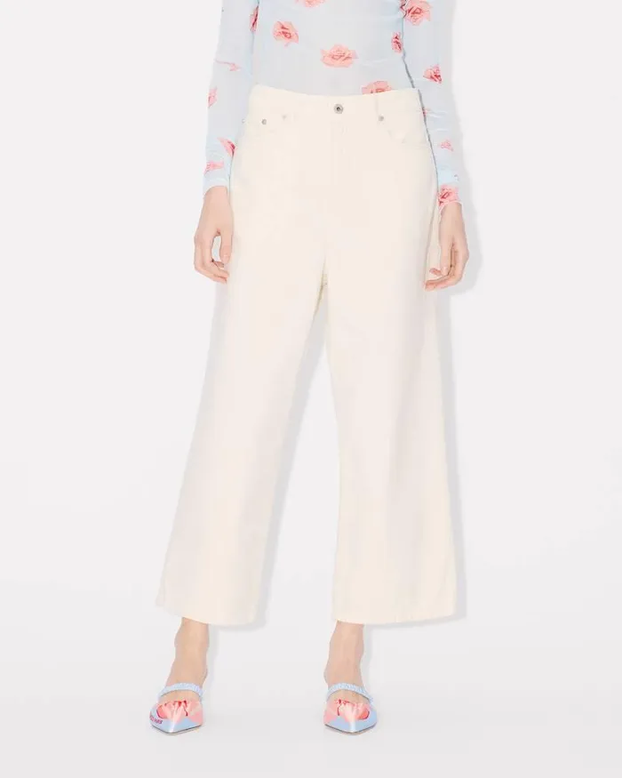 Kenzo Pants And Shorts Women Cropped Fit Jeans SUMIRE Stone Bleached White Denim