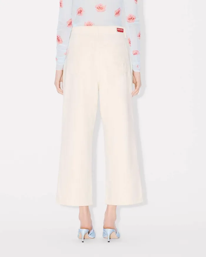 Kenzo Pants And Shorts Women Cropped Fit Jeans SUMIRE Stone Bleached White Denim