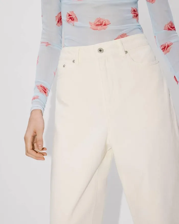 Kenzo Pants And Shorts Women Cropped Fit Jeans SUMIRE Stone Bleached White Denim