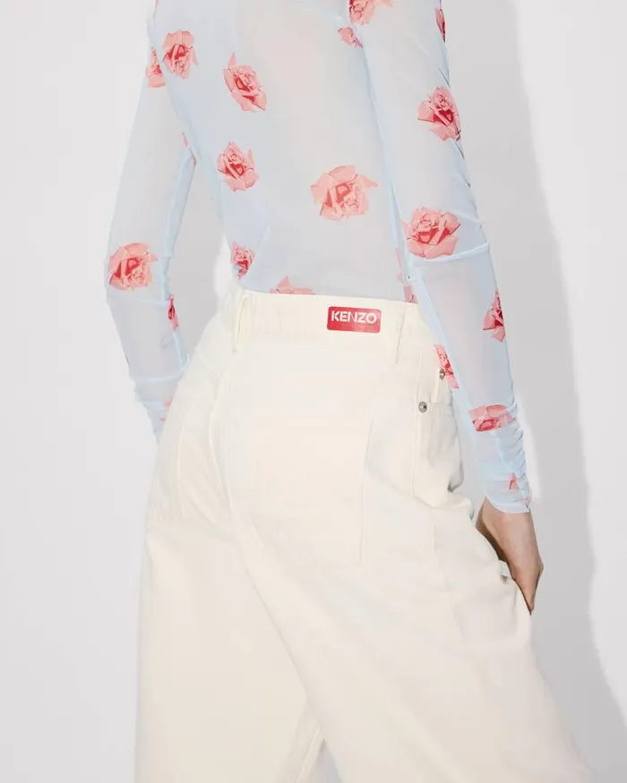 Kenzo Pants And Shorts Women Cropped Fit Jeans SUMIRE Stone Bleached White Denim